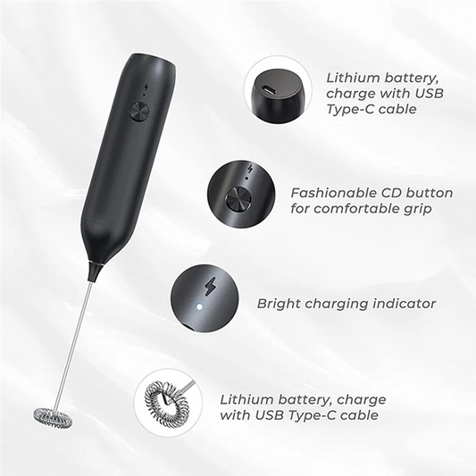 Handheld Milk Frother Rechargeable Blender Electric Beverage Mixer Mini Foamer For Matcha Coffee-Y48A